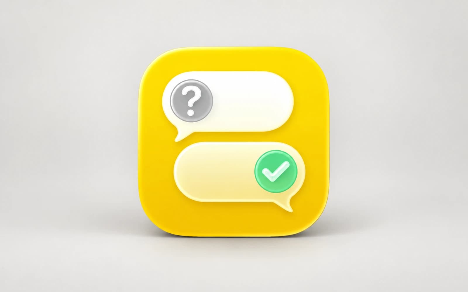 Wisped’s yellow app icon with two message bubbles, on a subtle grey background.